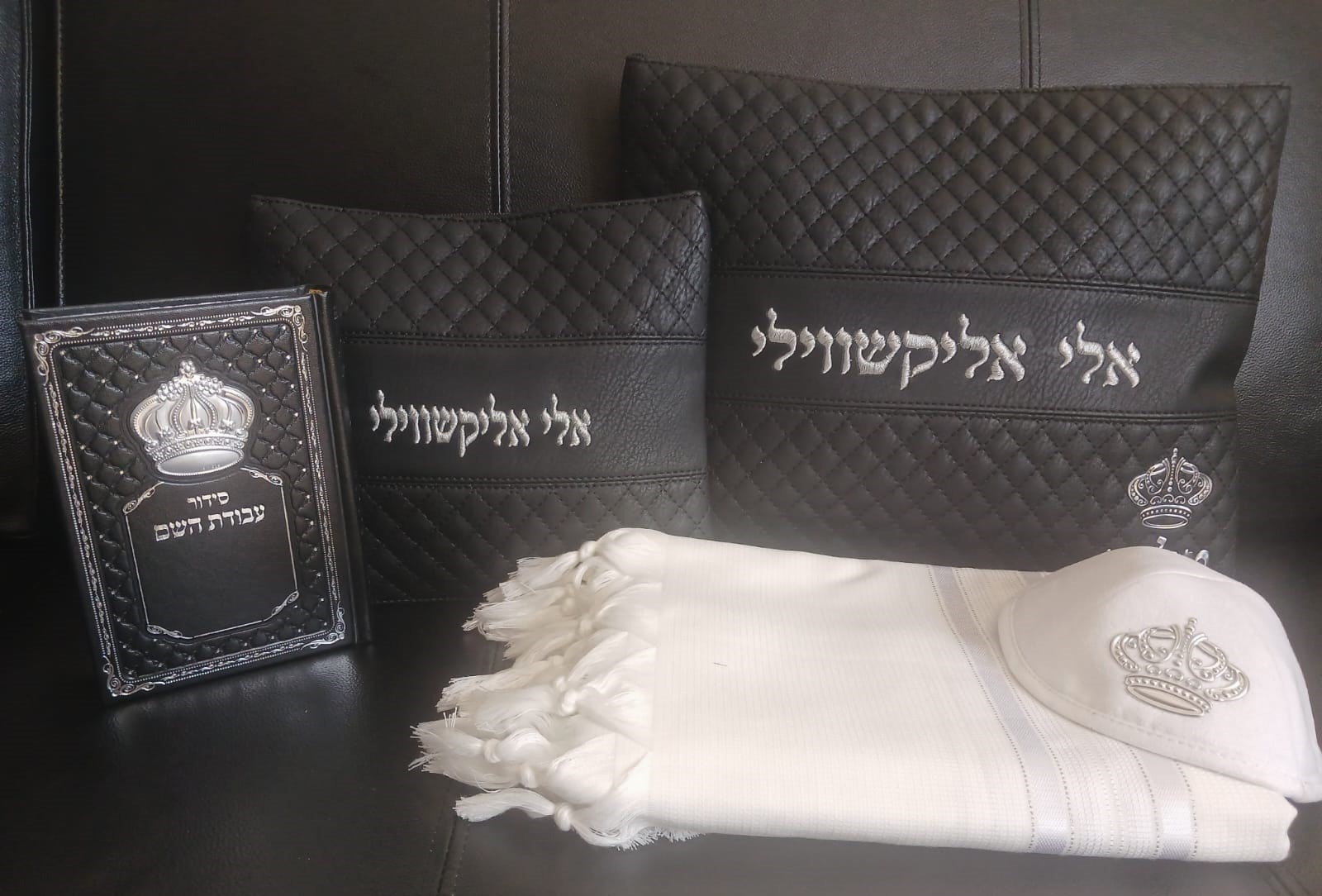 סט טלית לחתן – כתר מובלט כסף