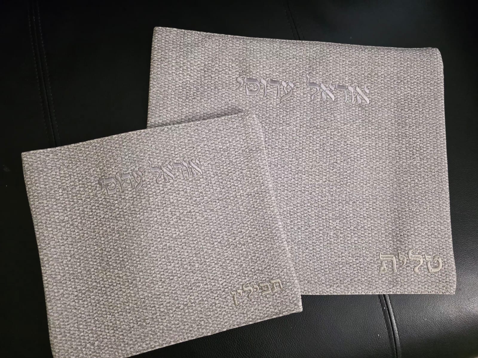 כיסויים לטלית ותפילין – במראה פשתן עם שם