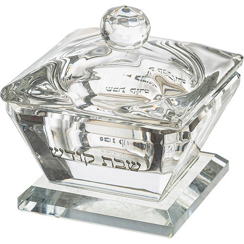 מלחיה לשבת – קריסטל כסוף עם מכסה